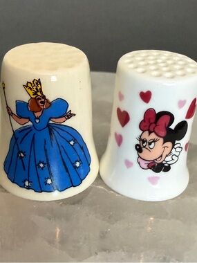 Set of Two Disney Character Thimbles - Cinderella & Minnie Mouse
